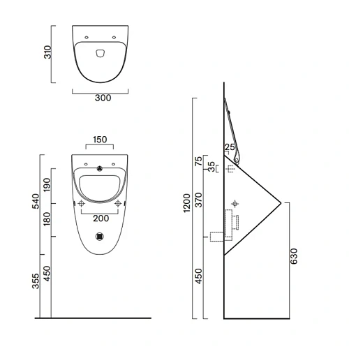 Писсуар Catalano Comfort 0932541001 54x30 с отв. для крышки, белый глянцевый Писсуар Catalano Comfort 0932541001 54x30 с отв. для крышки, белый глянцевый