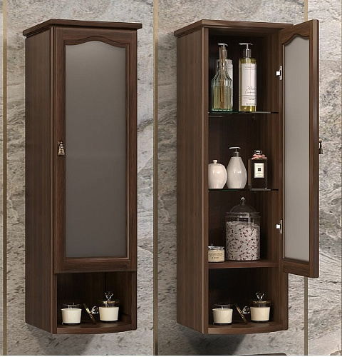 Шкаф Opadiris Риспекто подвесной, одностворчатый, орех антикварный, правый, с матовым стеклом 00-00006083 Шкаф Opadiris Риспекто подвесной, одностворчатый, орех антикварный, правый, с матовым стеклом 00-00006083