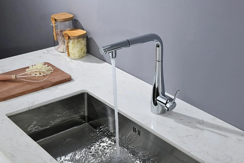 Смеситель для кухни AQUAme Cucina AQM9902CR с выдвижным изливом, хром Смеситель для кухни AQUAme Cucina AQM9902CR с выдвижным изливом, хром