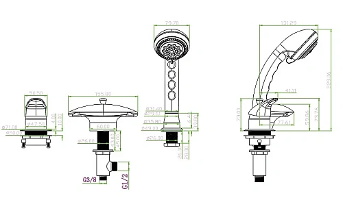 Смеситель на борт ванны Boheme Niagara 389-N Смеситель на борт ванны Boheme Niagara 389-N