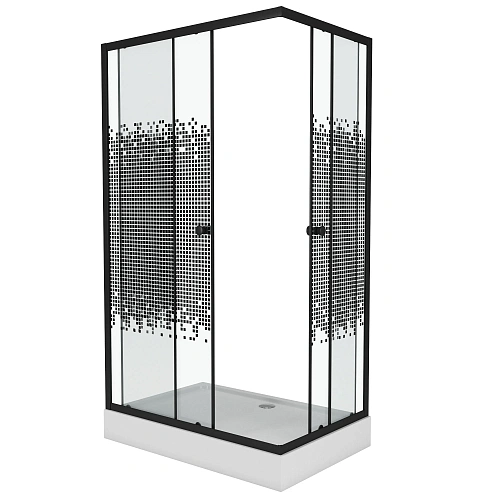 Душевой уголок Niagara Eco NG-012-14Q BLACK(1200х800х1950) низкий поддон (13см) стекло мозаика _0121452QB Душевой уголок Niagara Eco NG-012-14Q BLACK(1200х800х1950) низкий поддон (13см) стекло мозаика _0121452QB