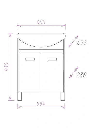 Тумба под раковину Onika ГАММА 60.10 106080 Тумба под раковину Onika ГАММА 60.10 106080