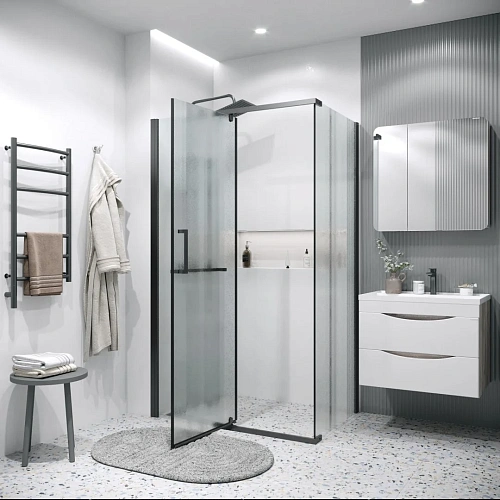 Боковая стенка GROSSMAN Pragma 200.K33.03.80.21.02 (80x195) черный матовый, стекло шиншилла Боковая стенка GROSSMAN Pragma 200.K33.03.80.21.02 (80x195) черный матовый, стекло шиншилла