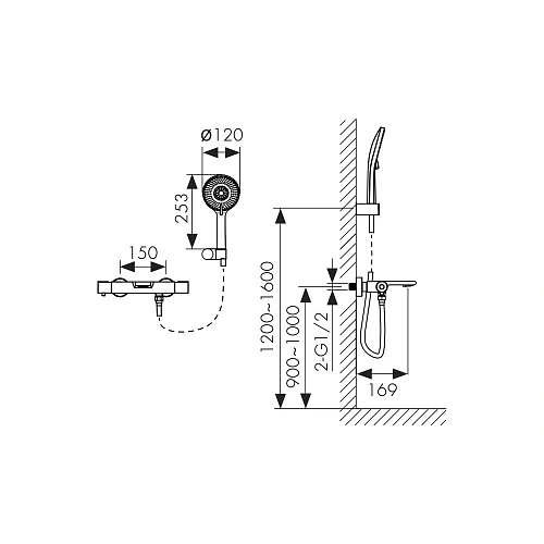 Смеситель для ванны Kaiser Serio 05322-15 с термостатом Вороненая сталь Смеситель для ванны Kaiser Serio 05322-15 с термостатом Вороненая сталь