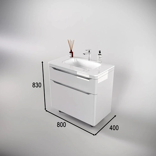 Тумба под раковину Style Line Марелла 80 Люкс антискрейтч белый глянец, PLUS напольная СС-00002402 Тумба под раковину Style Line Марелла 80 Люкс антискрейтч белый глянец, PLUS напольная СС-00002402