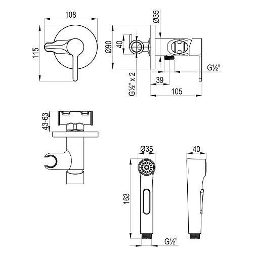 Гигиенический душ Lemark Solo LM7174C, встраиваемый, хром Гигиенический душ Lemark Solo LM7174C, встраиваемый, хром