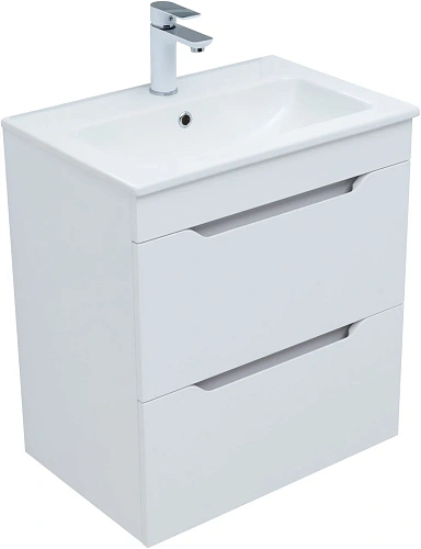 Тумба под раковину Aquanet Практика 60 белый матовый 2 ящика 00330457 напольная/подвесная Тумба под раковину Aquanet Практика 60 белый матовый 2 ящика 00330457 напольная/подвесная