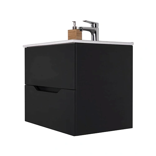 Тумба с раковиной Orange Line Li-100Tub+Ra подвесная, черный матовый Тумба с раковиной Orange Line Li-100Tub+Ra подвесная, черный матовый