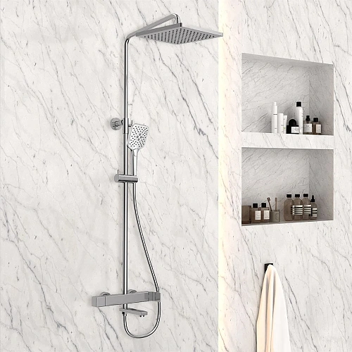 Душевая система Vincea Cube VSFS-1C1CH с изливом, хром Душевая система Vincea Cube VSFS-1C1CH с изливом, хром