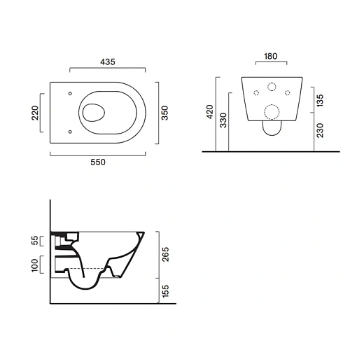 Унитаз подвесной Catalano Zero 0111550022 55x35, безободковый, черный матовый Унитаз подвесной Catalano Zero 0111550022 55x35, безободковый, черный матовый