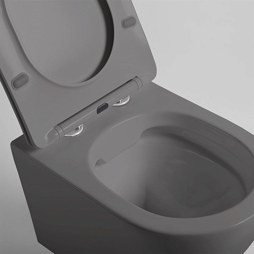 Унитаз подвесной Vincea Globo VT1-14SMA безободковый, цвет антрацит мат., ультратонкое сиденье soft- Унитаз подвесной Vincea Globo VT1-14SMA безободковый, цвет антрацит мат., ультратонкое сиденье soft-