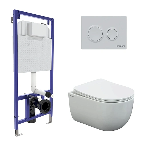 Комплект инсталляции BERGES NOVUM525, с клавишей смыва О1 белая, унитазом VENTAS Rimless и сиденьем Ventas Slim SO, микролифт, быстросъем 043239 Комплект инсталляции BERGES NOVUM525, с клавишей смыва О1 белая, унитазом VENTAS Rimless и сиденьем Ventas Slim SO, микролифт, быстросъем 043239