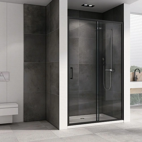 Душевая дверь ABBER Schwarzer Diamant AG30140B5 140 см универсальная, профиль черный, стекло прозрачное Душевая дверь ABBER Schwarzer Diamant AG30140B5 140 см универсальная, профиль черный, стекло прозрачное