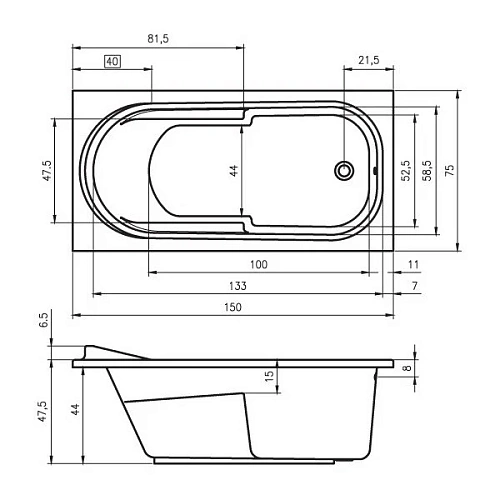 Акриловая ванна Riho Columbia BA0200500000000 150x75 Акриловая ванна Riho Columbia BA0200500000000 150x75