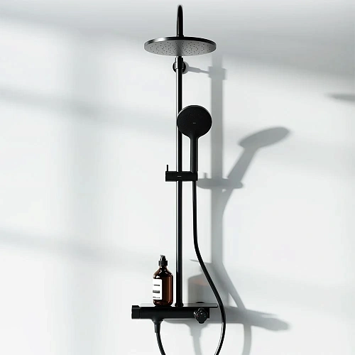 Душевая система Damixa Jupiter 977750300 с термостом черный Душевая система Damixa Jupiter 977750300 с термостом черный