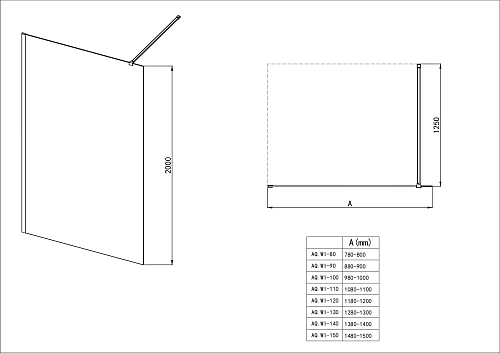 Душевая перегородка Aquatek AQ.WI.140.2BL, стекло рифленое, Walk In 140см, с держателем 1200мм, профиль черный матовый Душевая перегородка Aquatek AQ.WI.140.2BL, стекло рифленое, Walk In 140см, с держателем 1200мм, профиль черный матовый
