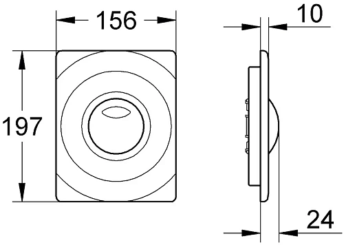 Клавиша смыва GROHE Surf, вертикальны монтаж, матовый хром (42302P00) Клавиша смыва GROHE Surf, вертикальны монтаж, матовый хром (42302P00)