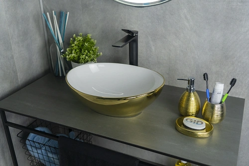 Раковина Gid Nc999 52229 накладная белая / золото 41x34x15 Раковина Gid Nc999 52229 накладная белая / золото 41x34x15