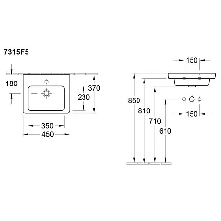 Раковина Villeroy & Boch Subway 2.0 7315F501 (7315 F5 01) Раковина Villeroy & Boch Subway 2.0 7315F501 (7315 F5 01)