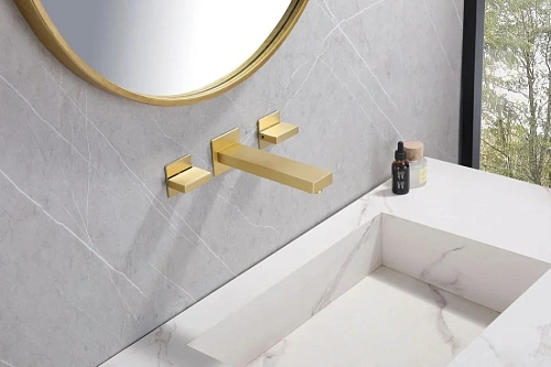 Смеситель для раковины ABBER Daheim AF82122G скрытого монтажа, матовое золото Смеситель для раковины ABBER Daheim AF82122G скрытого монтажа, матовое золото