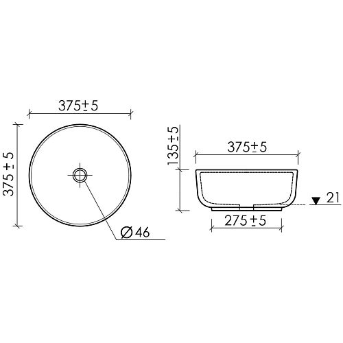Раковина Ceramica Nova Taycan CN12003 накладная, круглая 375 мм, белая Раковина Ceramica Nova Taycan CN12003 накладная, круглая 375 мм, белая
