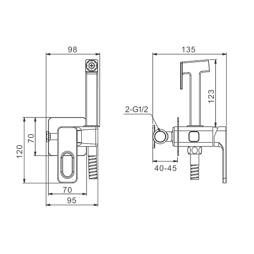 Гигиенический душ Raglo R51.52.03 встраиваемый, сатин золотой Гигиенический душ Raglo R51.52.03 встраиваемый, сатин золотой