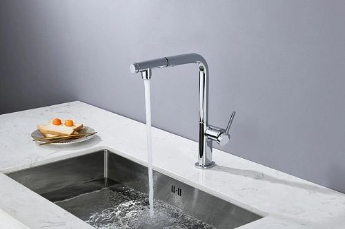 Смеситель для кухни AQUAme Cucina AQM9903CR с выдвижным изливом, с подключением к фильтру с питьевой водой, хром Смеситель для кухни AQUAme Cucina AQM9903CR с выдвижным изливом, с подключением к фильтру с питьевой водой, хром