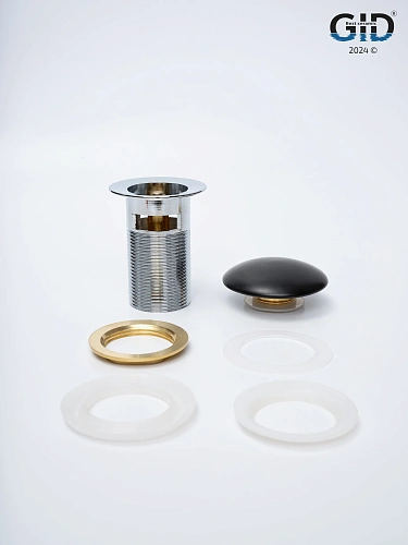 Донный клапан Gid с переливом Blm100-1 74407K черный матовый 7x7x10 Донный клапан Gid с переливом Blm100-1 74407K черный матовый 7x7x10