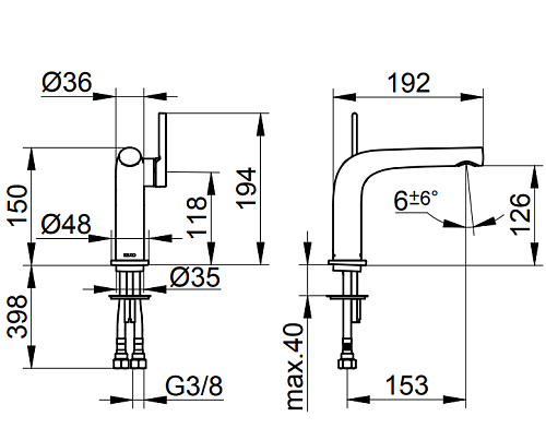 Смеситель для раковины 120 Keuco Edition 400 51504030102 Смеситель для раковины 120 Keuco Edition 400 51504030102