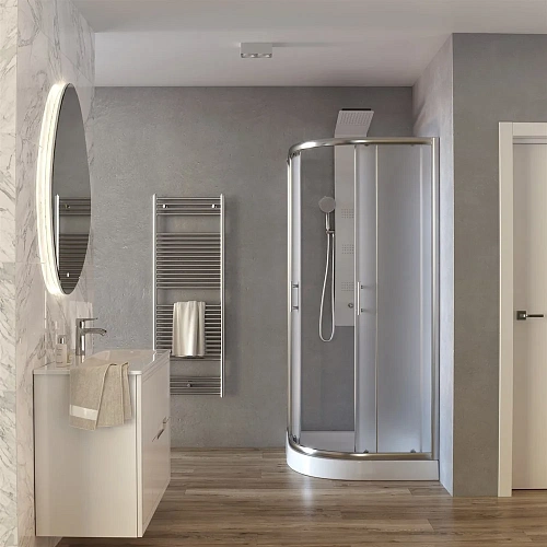 Душевой уголок Taliente 90x90x195см, четверть круга, раздвижной, мат.стекло 6мм, хром.профиль TA-09091-1MP Душевой уголок Taliente 90x90x195см, четверть круга, раздвижной, мат.стекло 6мм, хром.профиль TA-09091-1MP