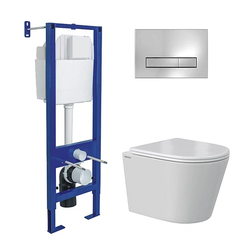 Комплект инсталляции BERGES АТОМ 410 с клавишей смыва Atom Line хром глянец, унитазом VITA Rimless 49 см и сиденьем микролифт, быстросъём 043381 Комплект инсталляции BERGES АТОМ 410 с клавишей смыва Atom Line хром глянец, унитазом VITA Rimless 49 см и сиденьем микролифт, быстросъём 043381