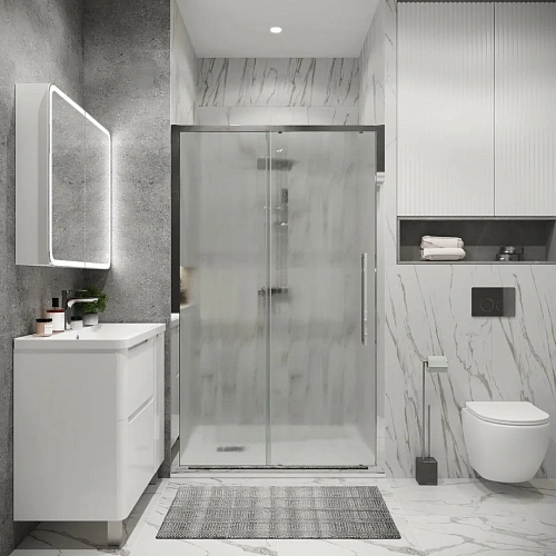 Душевая дверь GROSSMAN Cosmo 100.K33.02.100.10.02 (100x195) хром, стекло шиншилла Душевая дверь GROSSMAN Cosmo 100.K33.02.100.10.02 (100x195) хром, стекло шиншилла