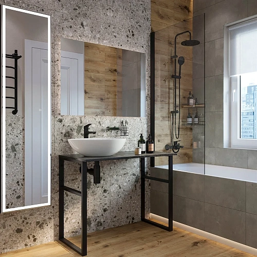 Консоль с раковиной DIWO Элиста 100 чёрный мрамор, Moduo 55 Leaf 555473 Консоль с раковиной DIWO Элиста 100 чёрный мрамор, Moduo 55 Leaf 555473