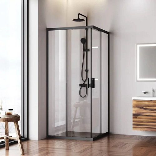 Душевой уголок AM.PM Gem W90G-403-9090BT 90x90 черный матовый, стекло прозрачное Душевой уголок AM.PM Gem W90G-403-9090BT 90x90 черный матовый, стекло прозрачное