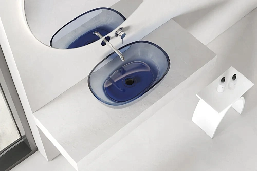 Раковина ABBER Kristall AT2805Saphir накладная, прозрачная, синяя Раковина ABBER Kristall AT2805Saphir накладная, прозрачная, синяя