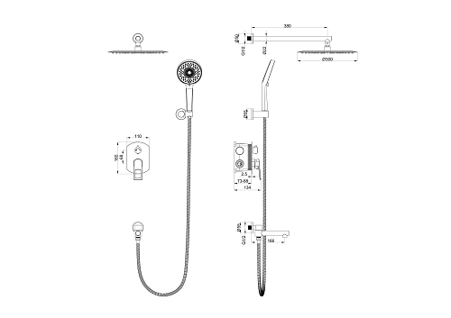 Душевая система Wonzon & Woghand встраиваемая, темный графит (WW-88939010-BGM) Душевая система Wonzon & Woghand встраиваемая, темный графит (WW-88939010-BGM)