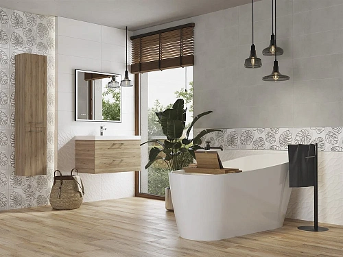 Вставка Cersanit Glory листья белый 25x75 15920 Вставка Cersanit Glory листья белый 25x75 15920