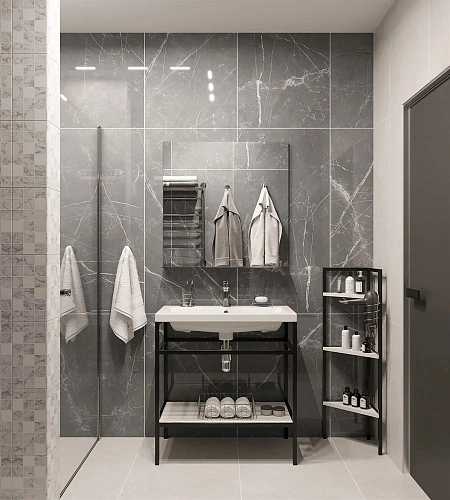 Зеркало DIWO Смоленск 80 с полкой, черное, в стиле лофт, квадратное 482826 Зеркало DIWO Смоленск 80 с полкой, черное, в стиле лофт, квадратное 482826