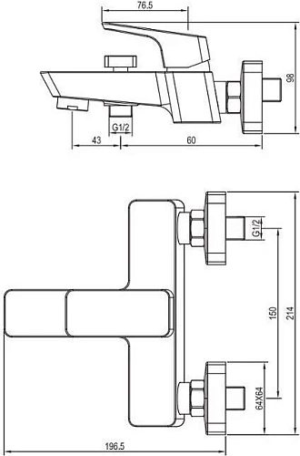 Смеситель для ванны Aquanet Gotic AF440-20С Смеситель для ванны Aquanet Gotic AF440-20С