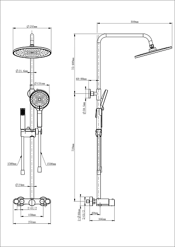 Душевая система Wonzon & Woghand с термостатом, хром (WW-B4113-CR) Душевая система Wonzon & Woghand с термостатом, хром (WW-B4113-CR)
