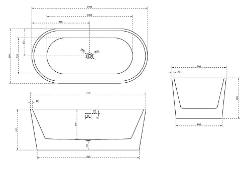 Ванна отдельностоящая ABBER AB9209 170x80 универсальная, белая акриловая Ванна отдельностоящая ABBER AB9209 170x80 универсальная, белая акриловая