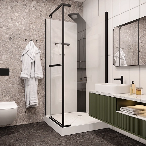 Душевая кабина Ceruttispa MiMi901B 90x90x215-225 профиль черный, стекло прозрачное Душевая кабина Ceruttispa MiMi901B 90x90x215-225 профиль черный, стекло прозрачное