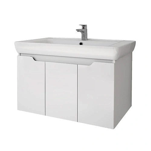 Тумба под раковину DREJA Q (D), 80 см, подвесная, 3 дверцы, белый глянец 99.1003 Тумба под раковину DREJA Q (D), 80 см, подвесная, 3 дверцы, белый глянец 99.1003