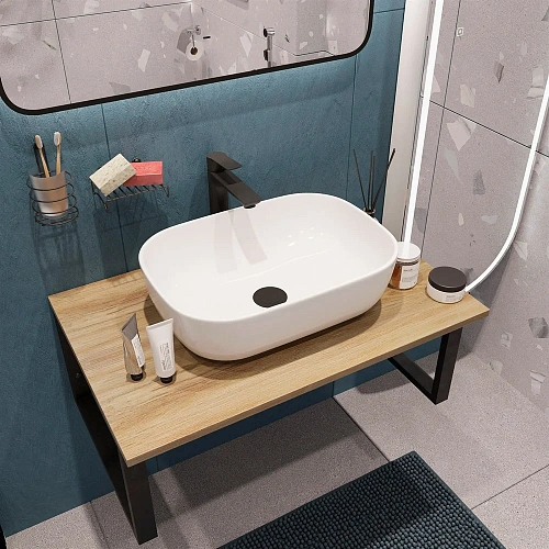 Комплект мебели DIWO Элиста 80 светлое дерево, с раковиной Moduo 50 Square 554899 Комплект мебели DIWO Элиста 80 светлое дерево, с раковиной Moduo 50 Square 554899