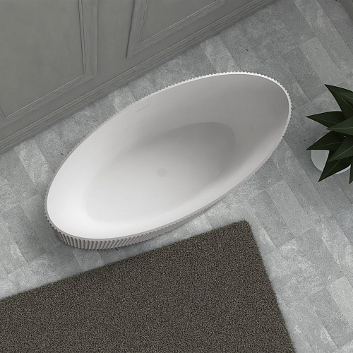 Ванна отдельностоящая ABBER AS9627 180x85 универсальная, белая матовая, искусственный камень Ванна отдельностоящая ABBER AS9627 180x85 универсальная, белая матовая, искусственный камень