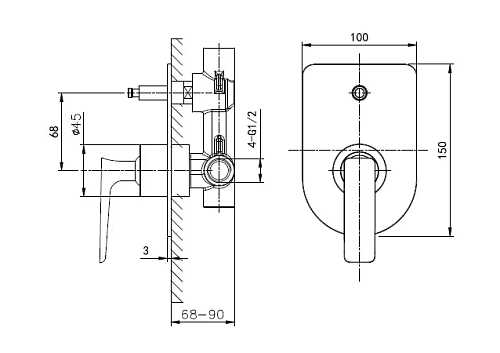 Смеситель для ванны Wonzon & Woghand Shark встраиваемый, хром (WW-483700-CR) Смеситель для ванны Wonzon & Woghand Shark встраиваемый, хром (WW-483700-CR)