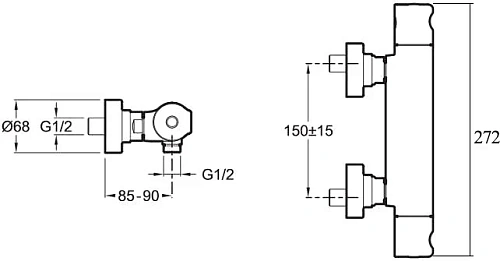 Смеситель для душа Jacob Delafon Singulier E10872-CP термостатический Смеситель для душа Jacob Delafon Singulier E10872-CP термостатический