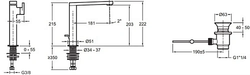 Смеситель для раковины Jacob Delafon Composed E73168-CP с донным клапаном Смеситель для раковины Jacob Delafon Composed E73168-CP с донным клапаном