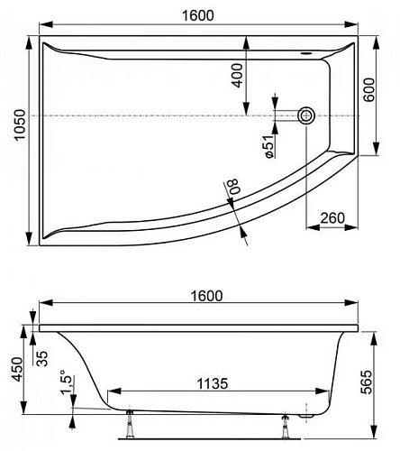 Акриловая ванна VAGNERPLAST VERONELA OFFSET 160x105 Left VPBA160VEA3LX-04 Акриловая ванна VAGNERPLAST VERONELA OFFSET 160x105 Left VPBA160VEA3LX-04
