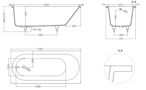 Ванна из искусственного камня Salini ORNELLA 170х80 102324M S-Stone Ванна из искусственного камня Salini ORNELLA 170х80 102324M S-Stone